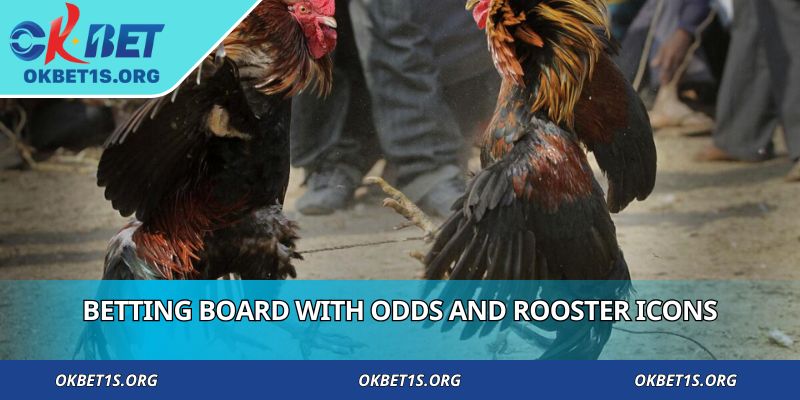 Betting board with odds and rooster icons