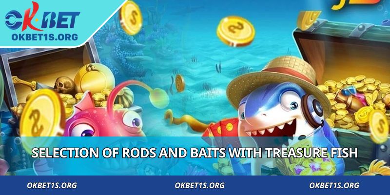 Selection of rods and baits with treasure fish