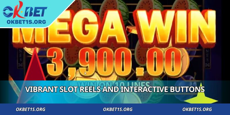 Vibrant slot reels and interactive buttons