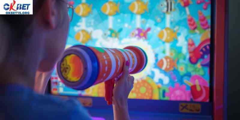 Player aiming cannon at fish targets in fish shooting game gameplay screen